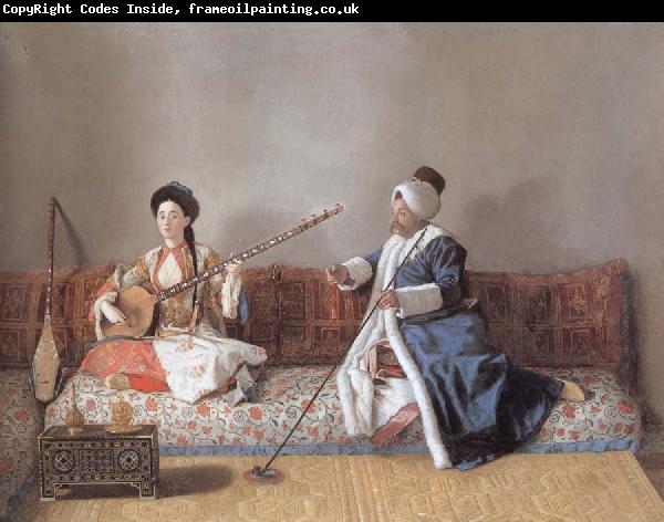 Jean-Etienne Liotard Portrait of M.Levett and of Mlle Glavany Seated on a Sofa
